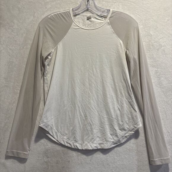 Lululemon Smooth Stride Top Mesh Long Sleeves Running Stretch White Women's 4 - Picture 1 of 13